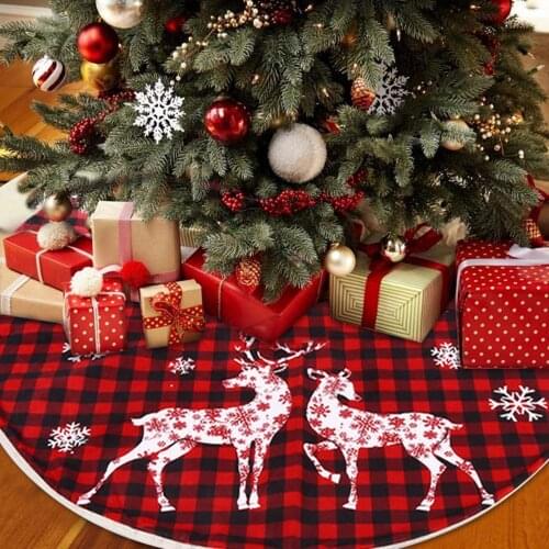 Snowflake Elk Christmas Tree Skirt Merry Christmas Decor for Home Christmas Ornaments Navidad 2020 Xmas Gifts New Year 2021