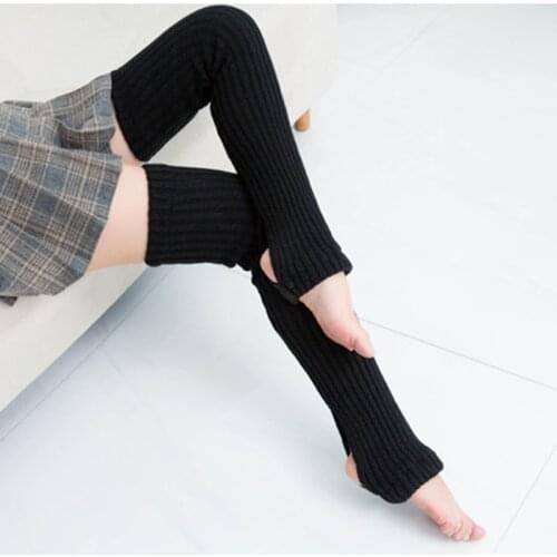 Women Socks Stretch Knitted Hole Leg-warmers Solid Lady Basic High-length Warm Slim 2020 Winter Cool Long Knit Hip-hop 9 Colors