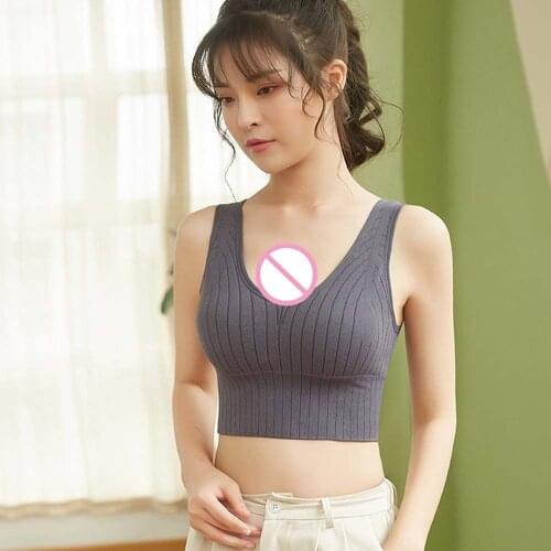 Women Seamless Sports Crop Top Sexy Bra Female Tube Tops Home Base Tank Sleeveless Camis Lingerie Underwear