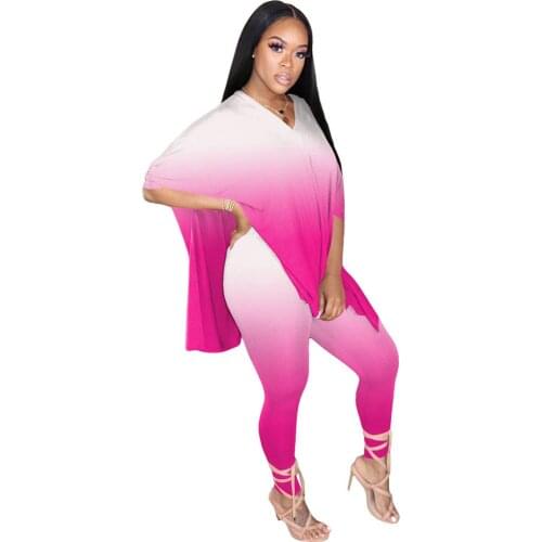 Casual 2 Piece Set Women Clothing Sets Summer Side Split Oversize Top and Pants Leggings Sweat Suits Lounge Wear Matching Sets