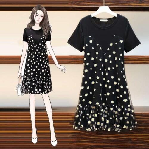 2021 Fashion Summer O-Neck Printed A-Line Dress Women Patchwork Ladies Dresses Vestidos Woman T-Shirt Dress High Quality Clothes