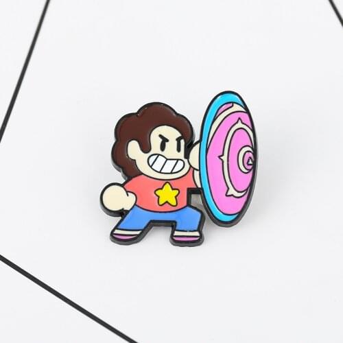 Animax Steven Universe Enamel Pin Brooch Lion Pink Shield Cartoon Lapel Pin Badge on Backpack Clothes Game Jewelry Gift for Kids