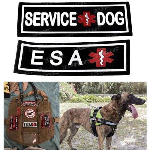 1 PC 3D PVC Badge ESA Service Dog Work Dog Vest Applique Tactical Military Combat Patch Outdoor Sports Pet Clothes DIY