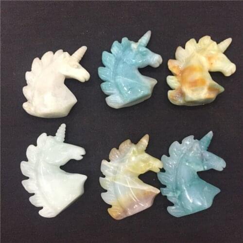 2pcs lucky stone natural stones and minerals amazonite handmade Unicorn figurine healing crystals as gift for home decoration