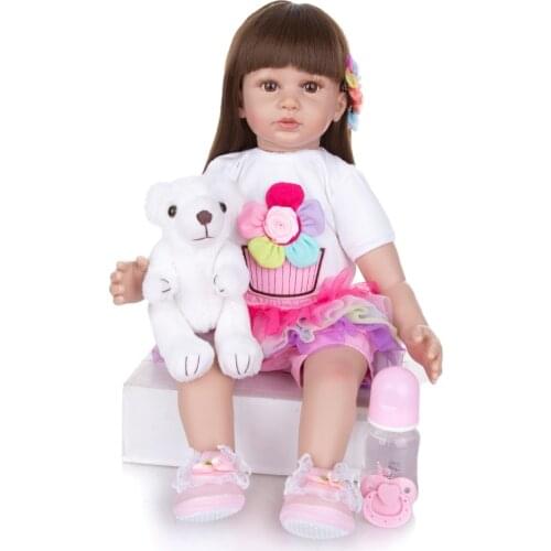24 Inch 60 cm popular baby doll toys 24" bebe reborn silicone vinyl toddler doll princess girl adorable dolls for child gifts