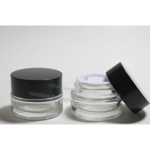 24 x 5g Travel Small glass cream jar with black lids 5cc glass cosmetic container cosmetic packaging, glass jar