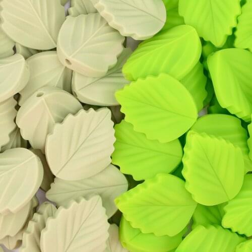 LOFCA 5pcs Leaf Silicone Beads BPA Free Soft Chewable Organic Leaves Beads For Necklace Baby Teething Toys DIY Chain