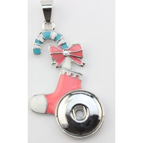 Snap Button Pendant Necklace Christmas Sock Pattern Snap Button 18mm Fit Snap Button Jewelry Charms For Women 5pcs