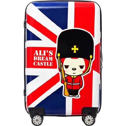 Baggage Union Jack Cartoons men suitcase bags abs vintage Waterproof shockproof women trolley case, travel luggage bag maletas