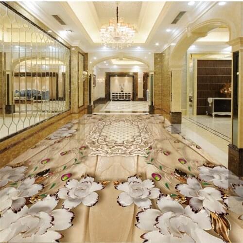 Beibehang Custom Nonwovens Frescoes Jewelry Floral European Marble Pattern 3D Floor Tile Living Room Background Painting