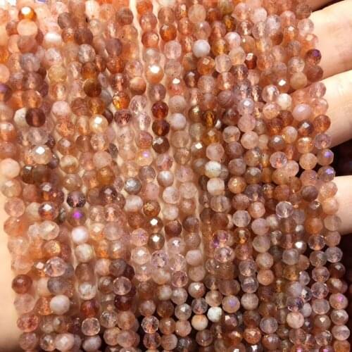 Natural Stone Faceted Scattered beads Golden Sun Stone Beads 2 mm for Jewelry Making DIY Necklace Bracelet Accessories