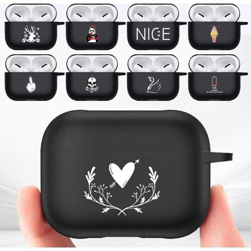 Anti-fall Earphone Case for Apple AirPods Pro Matte Black Protective Case with Simple Pattern Silicone Headphone Accessories