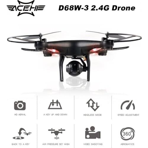 D68W-3 2.4G RC Selfie Smart Drone Quadcopter Aircraft UAV with 0.3MP Wifi FPV Live Video Camera Altitude Hold 360 Flips