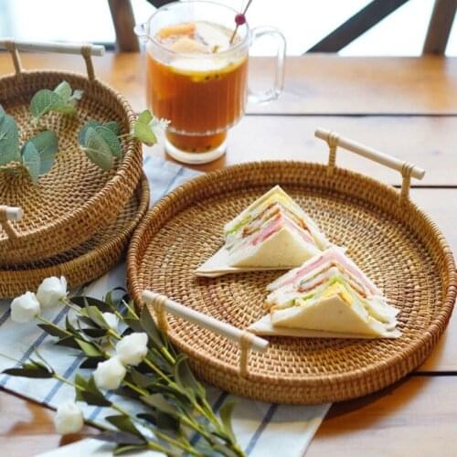 Handmade Wooden Afternoon Tea Tray Bread Dessert Snacks Fruit Food Plate Trays Tea For Kitchen Food Container Plates For Food