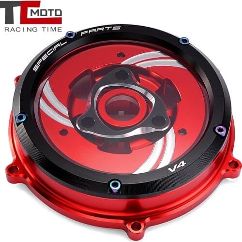For Panigale V4 CNC Racing Clear Clutch Cover & Spring Retainer R for Ducati Panigale V4 V4S V4 Speciale V 4 4S V-4S 2018-2021