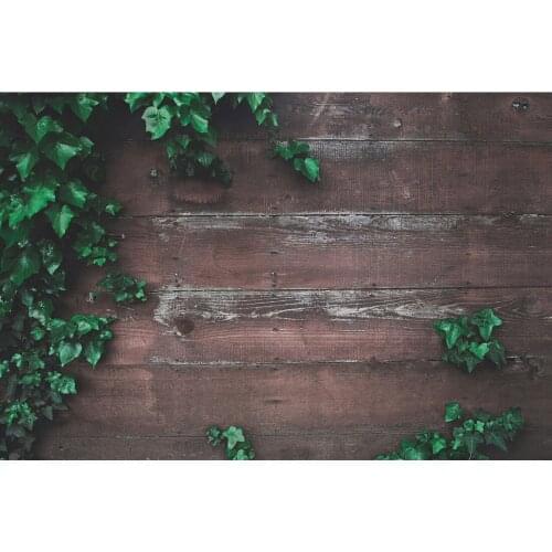 Dark Wooden Green Plant Wall Photographic Background Custom Backdrops for Children Baby Portrait Toy Photophone Photo Studio