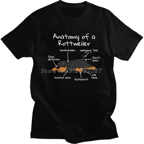 Anatomy Of A Rottweiler Tshirt Men Short Sleeved Streetwear T Shirt Classic Puppy Dog Metzgerhund T-shirt Soft Cotton Tees Gift