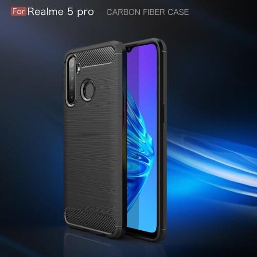 For OPPO Realme 5 Pro Hybrid Brushed Carbon Fiber Case Soft TPU Silicone Shockproof Cases for Realme 5 3 2 Pro 6i 5i C2 XT X2 Q