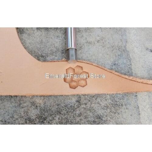 Leather carving printing tools DIY hand tools new steel carving six sides geometric mark engraved 6mm specifications