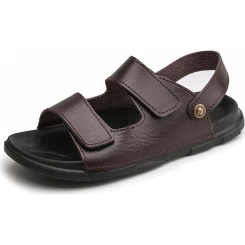 Classic Mens Rome Beach Sandals 2021 Summer Male Leather Soft Comfortable Outdoor Beach Slippers Boys Water Garden Sandals