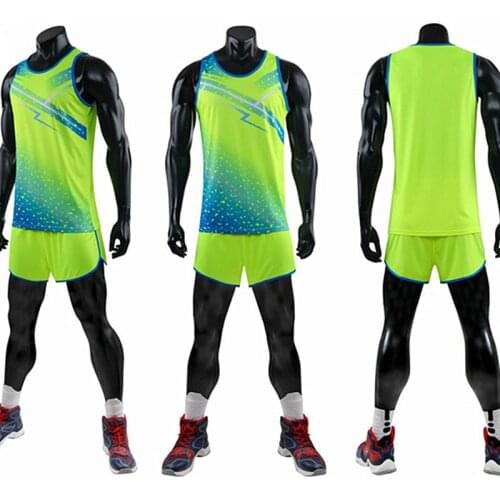 Fashion Men Women Vest+Shorts Breathable Track field Competition Sportswear Sprint Running suit Marathon Clothes Running Sets