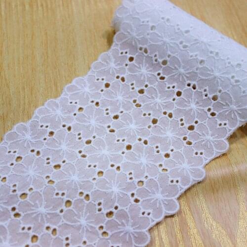 11cm Off White 100% Cotton Lace Trim Exquisite Off white Cotton Embroidery Lace Openwork Cotton Cloth DIY Clothing Accessories