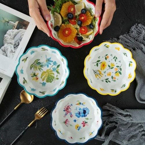 Strawberry Bowl Household Baby Tableware Fruit Salad Ceramic Bowl Dessert Tableware Ice Cream Grilled ceramica Bowl
