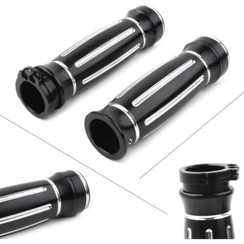 Motorbike Black CNC 1" Handle Bar Hand Grips For Harley Touring Softail Dyna Sportster XL XR 883 1200 1996-2017