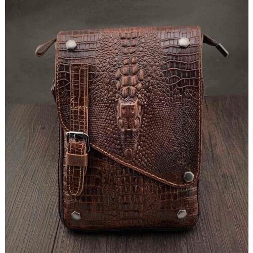 Men Genuine Leather shoulder Bag Casual Messenger Bag Wallet Purse Biker Rock
