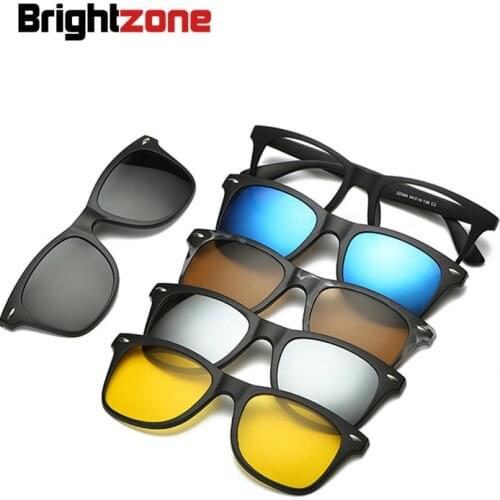 Set Glasses One Frame Five Piece Clip-on Sunglasses SunShades Men Women Magnet Stick Optical Glasses Frame Eyeglasses Oculos