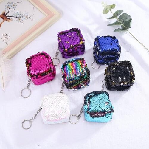 The New Cute Coin Purse Glitter Sequins Women Small Zero Wallet Bag Pouch Keychain Kids Girls Money Change Purses Gift 2019