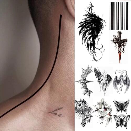 Cross Temporary Tattoo Sticker Angel Wings Death Ray Sexy Bunny Girl Body Art Tattoo Waterproof Fake Flash Tattoo Women and Men