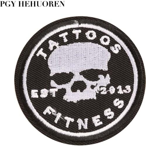 PGY Punk Skull Embroidered Iron Patch for DIY Clothing Accessories Sewing Machine Epaulettes Ironing Decorative Pocket