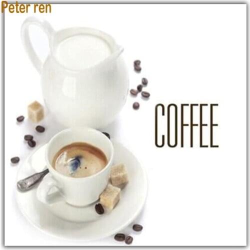 Peter ren Diamond painting cross stitch round\square diamond mosaic Full diamond embroidery home decor "Pot cup coffee milk tea"