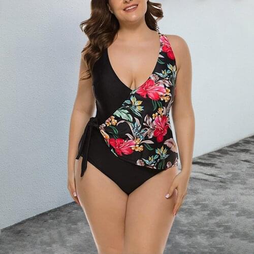 Plus Size Womens Swimsuit Floral Print Push Up Swimwear Swimsuit Female Backless Bikini Summer Bathing Suit Swim Beach Bodysuit