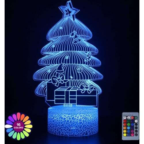 Christmas Night Lights Present For Kids Child Home Room Decor Bedroom Decoration Christmas Tree Figure LED 3D Lamp Gift