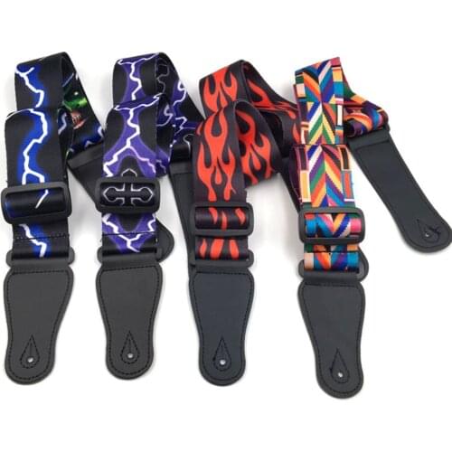 Heavy Duty Guitar Strap For Acoustic Electric Guitar And Bass Multi-Color Guitar Belt Adjustable Colorful Printing Leather Strap