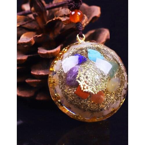 Luminous Orgone Pendant Rainbow Crystal Stones Chakra Reiki Healing Energy Generator Emf Radiation Protection Orgonite Necklace