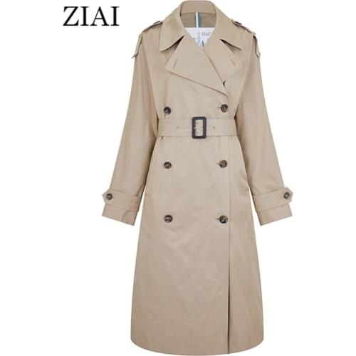 ZIAI 2020 spring women jacket long coat warm lapel female windbreaker long sleeve lady casual stock hotsale ZS-7246