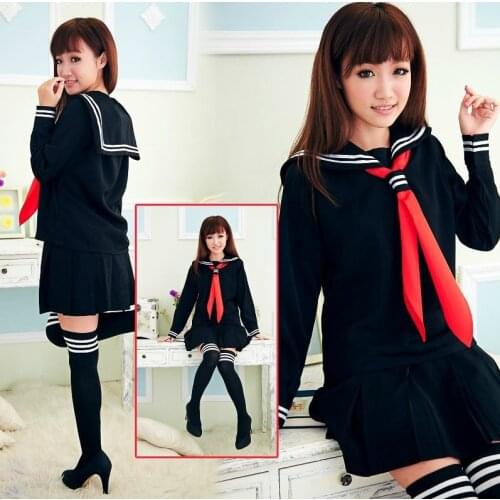 JK Japanese School sailor uniform fashion school class navy sailor school uniforms for Cosplay girls suit 3 Pcs / Set