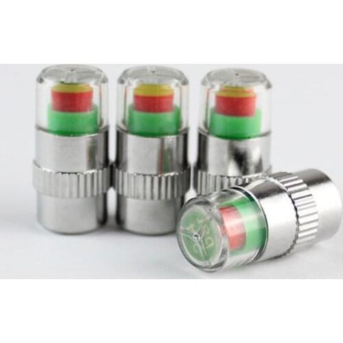 CHIZIYO Universal 4Pcs 2.4 Bar Air Warning Alert Tire Valve Pressure Sensor Monitor Light Cap Indicator Alert Pressure Gauge