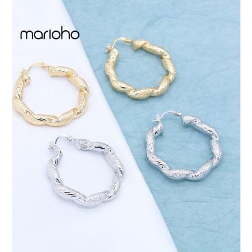 Vintage Fashion Gold Colors Twist Texture Round Hoop Earrings Metal Hollow Geometric Earrings Simple Party Jewelry Women
