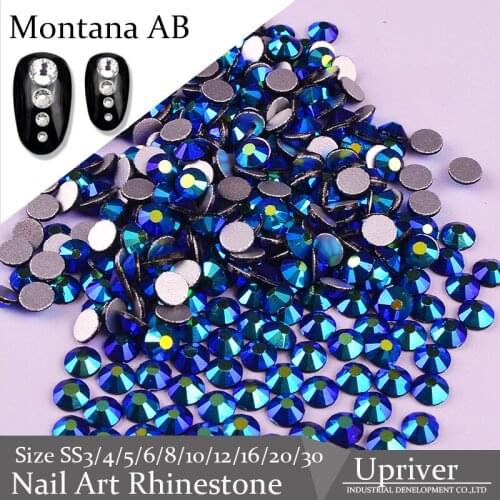 Upriver Non Hotfix Rhinestones Glitter Montana AB Shiny Nail Art Rhinestones for DIY Art Nails Decorations ss3 - ss30 1440pcs