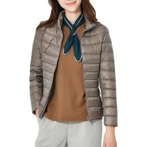 S-8XL Women Thin White Duck Down Jacket Parka Female Ultra Light Down Coat Short Tops Plus Size Female Solid Portable Outwear