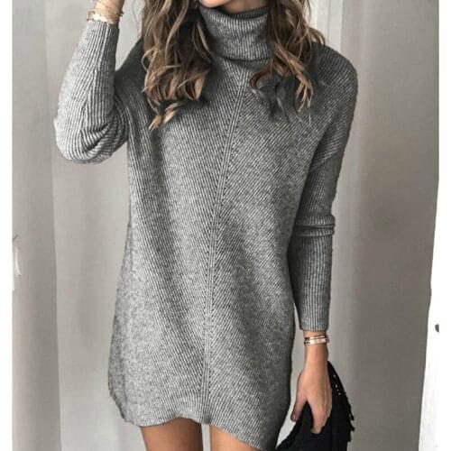 Winter Oversized Long Turtleneck Sweater Dress Autumn Fall Knitted Jumpers Womens Sweaters Casual Loose Long Sleeve Pullovers
