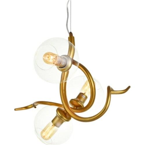 1/2/3 Heads Nordic Glass Bubble Chandelier Art Horns Antlers Branches Design Living Room Clothes Shop Restaurant Suspension Lamp