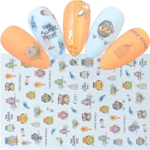 1 Sheet Mix Patterns Owl Alphabet Lace Flower Cartoon Unicorn Nail Sticker Nail Art Transfer Stickers Nail Decorations DIY