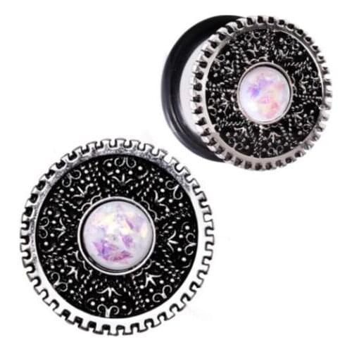 1Pair A Big Crystal On The Top Ear Plug Tunnel Stainless Steel Single Flared Plug Body Piercing Jewelry With O-Ring