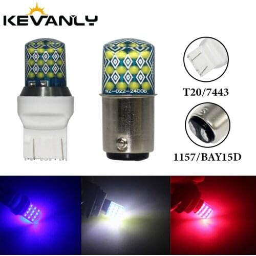 1PC Strobe 1157 BAY15D P21/5W T20 7443 W21/5W 24SMD RGB High Brightness Flash Silicone Canbus Reverse Light Brake ParkingLamp
