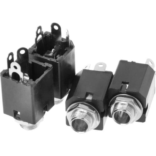 10pcs 6.35mm Plug Sockets PJ-612 3-Pin Connector With Screw Nut